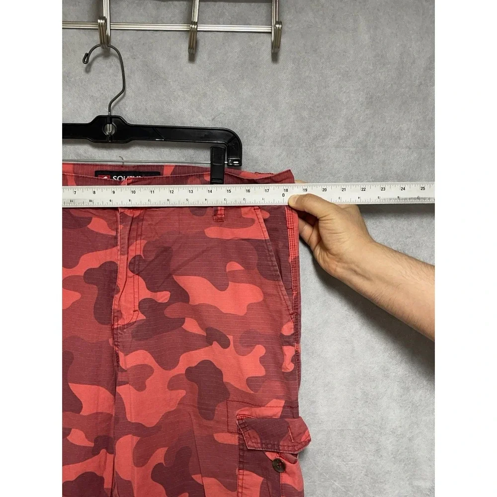 Southpole Shorts Men's 36 Red Camo Ripstop Cargo Red Label Utility Casual 12